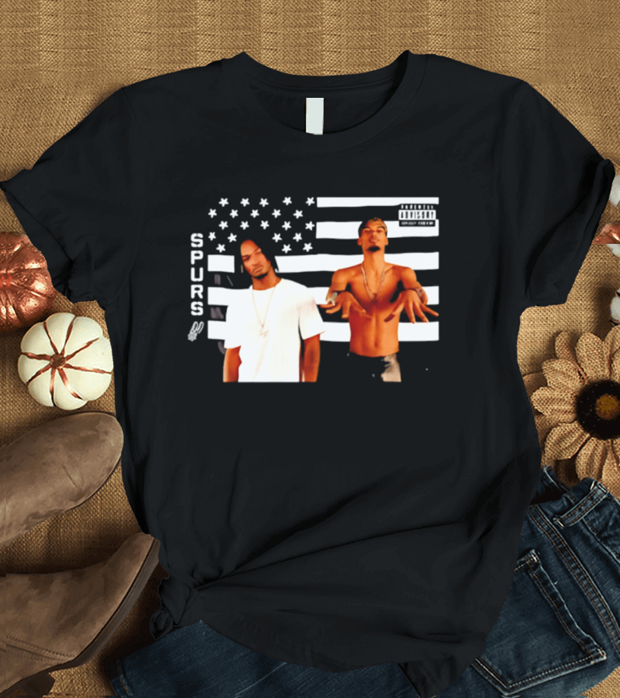 Spurs Wemby And Castle Stankonia American Flag T-Shirt