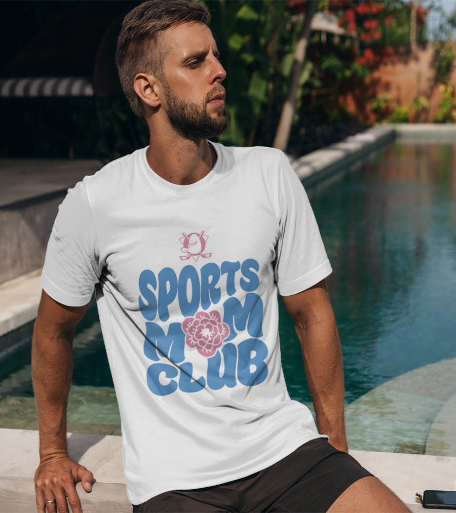 Anaheim Ducks Sports Mom Club Floral Lettering T-Shirt