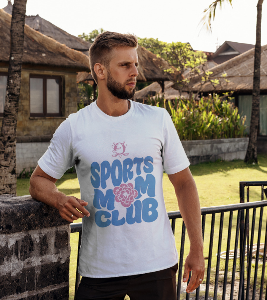 Anaheim Ducks Sports Mom Club Floral Lettering T-Shirt