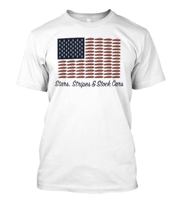 Dirtymo Media Stars Stripes Stock Cars America Flag Racing T-Shirt
