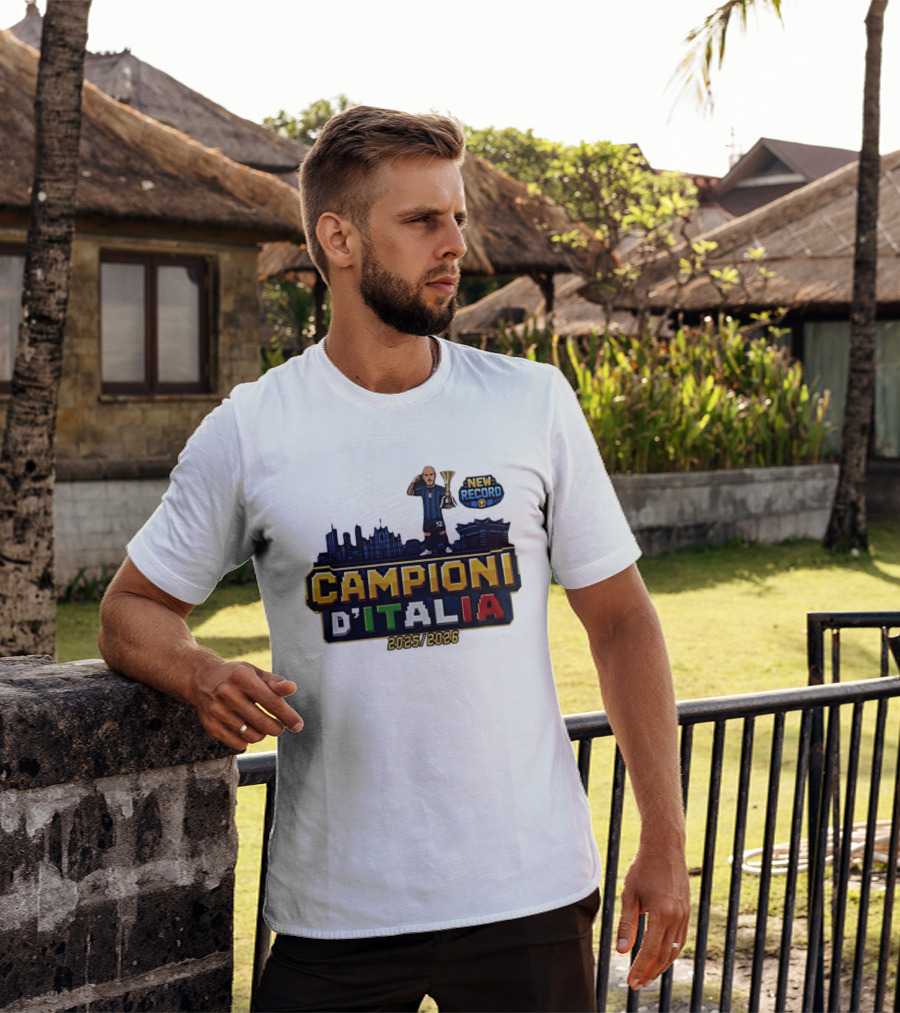 Campioni D'Italia 2025 2026 Inter Milan New Record City Skyline T-Shirt