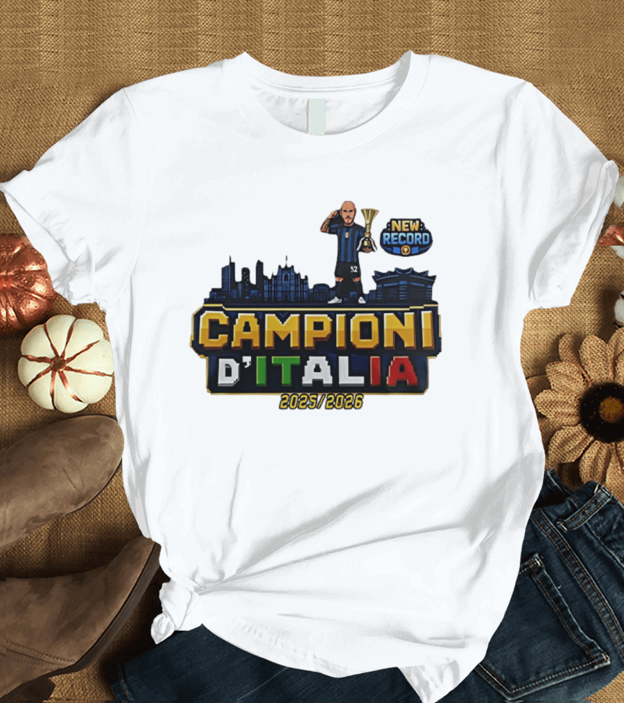 Campioni D'Italia 2025 2026 Inter Milan New Record City Skyline T-Shirt