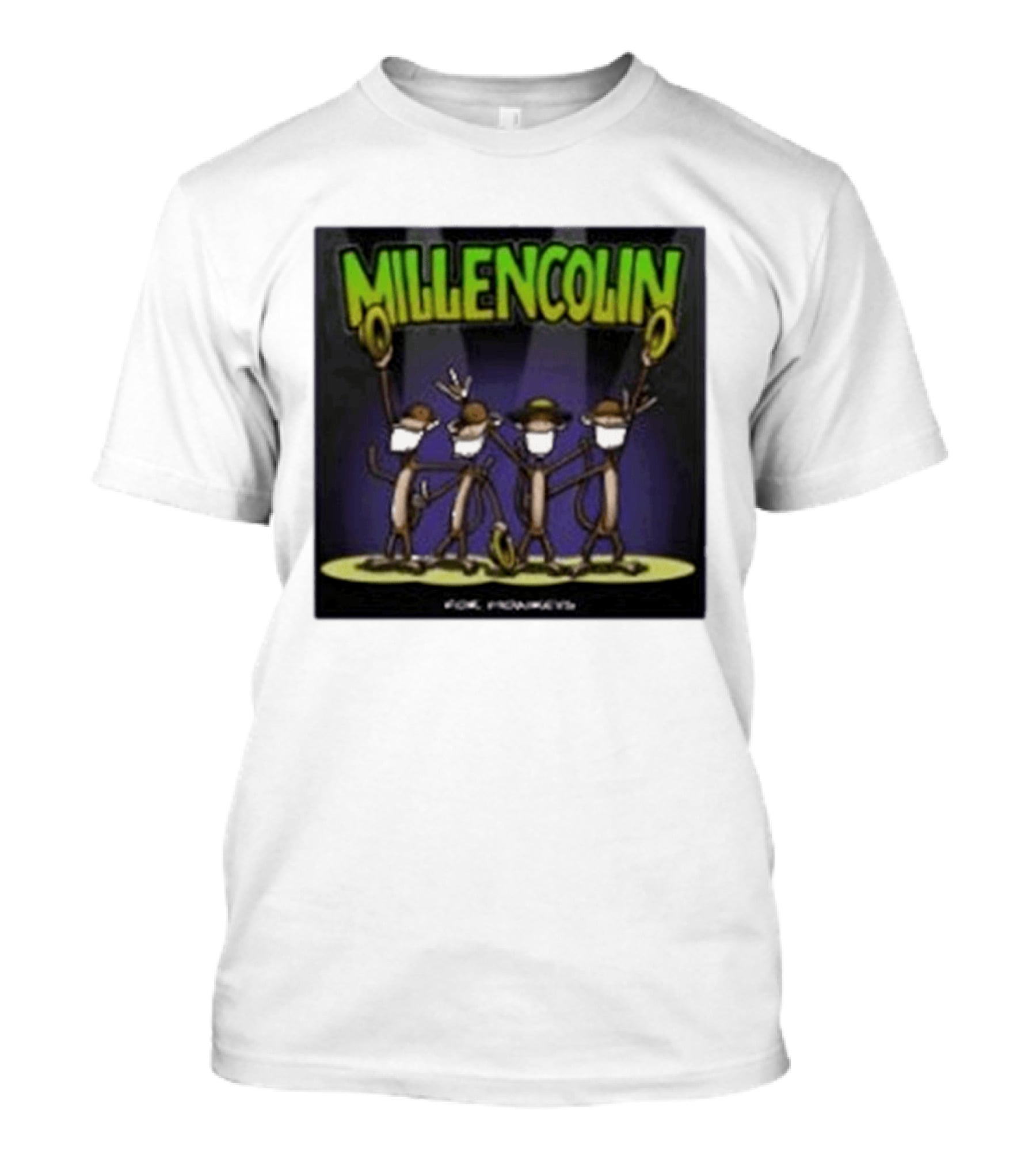 Millencolin For Monkeys Dancing Cartoon Monkeys With Masks And Hats T-Shirt