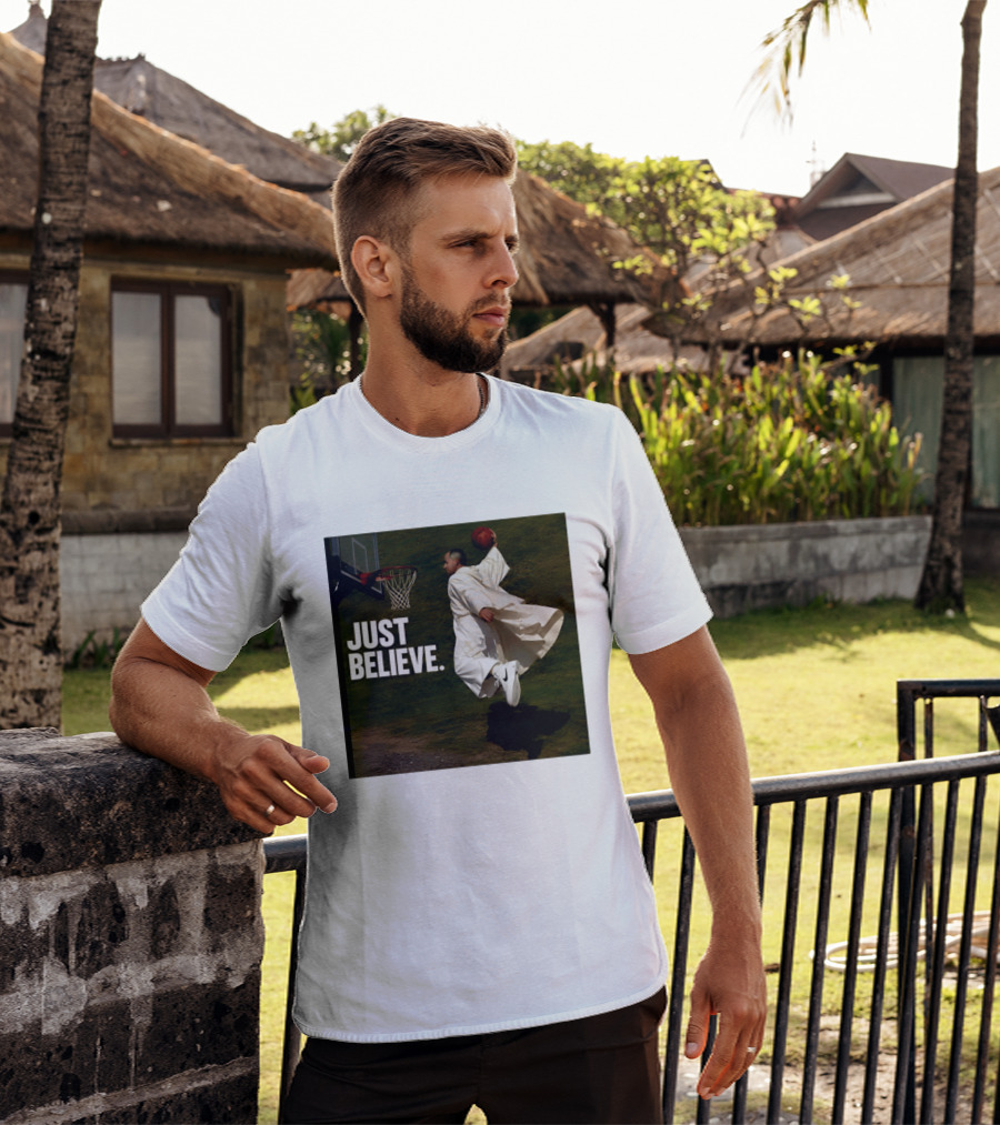 Just Believe Basketball Dunk Pope Leo T-Shirt