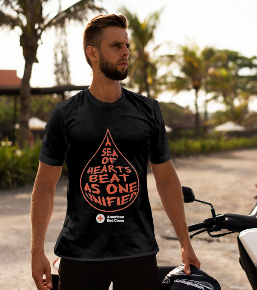 A Sea Of Hearts Beat As One Unified American Red Cross Droplet T-Shirt