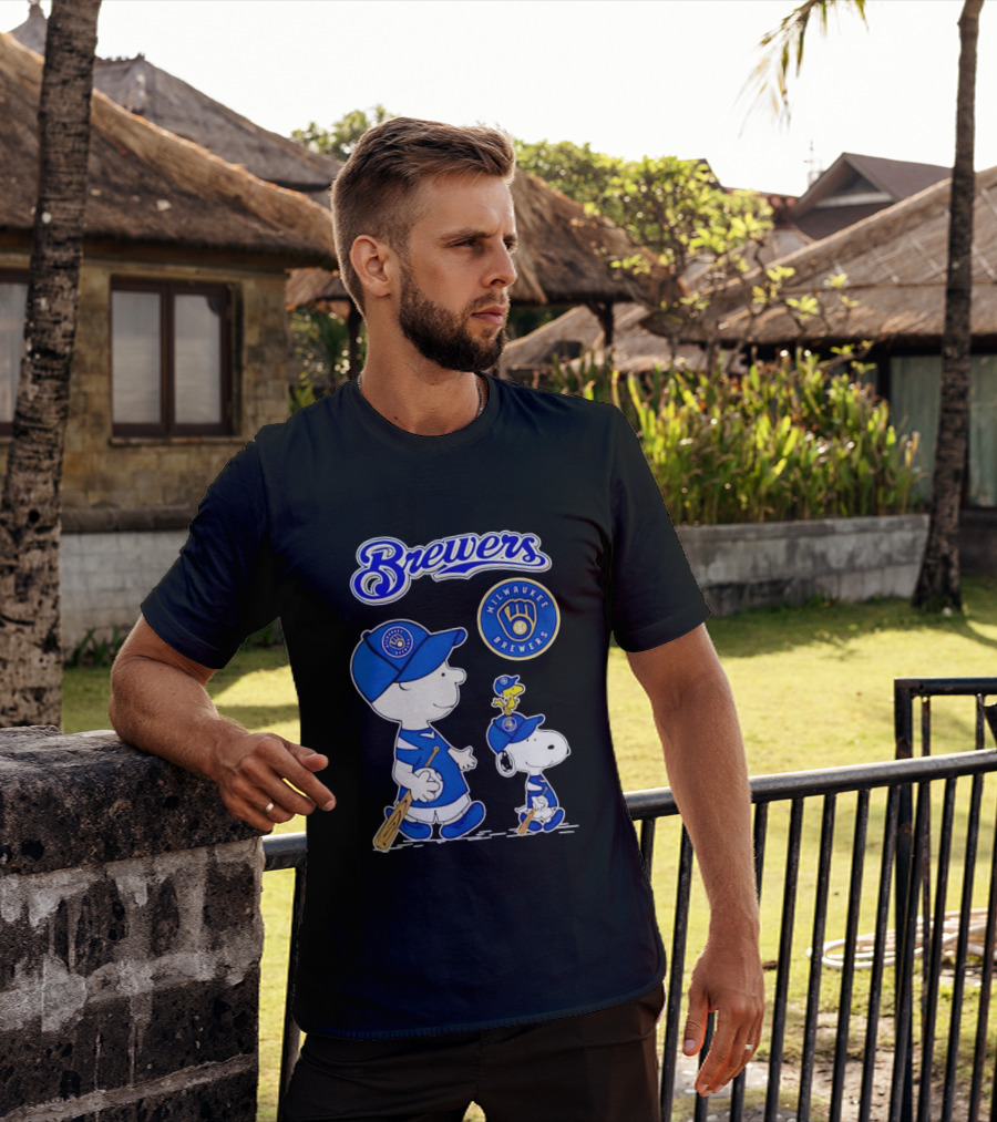 Brewers Charlie Brown Snoopy Woodstock Milwaukee Brewers T-Shirt