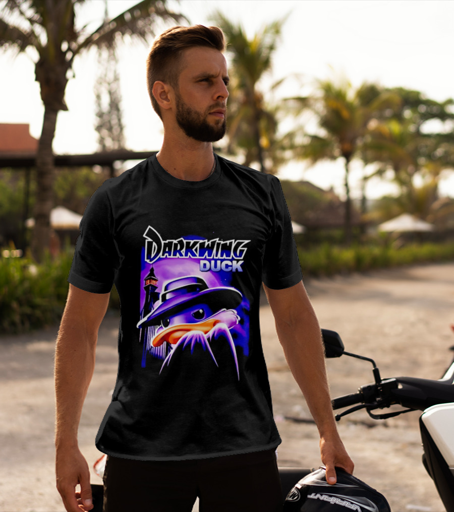 Darkwing Duck Funko Figure Iconic Character With Hat And Cityscape T-Shirt