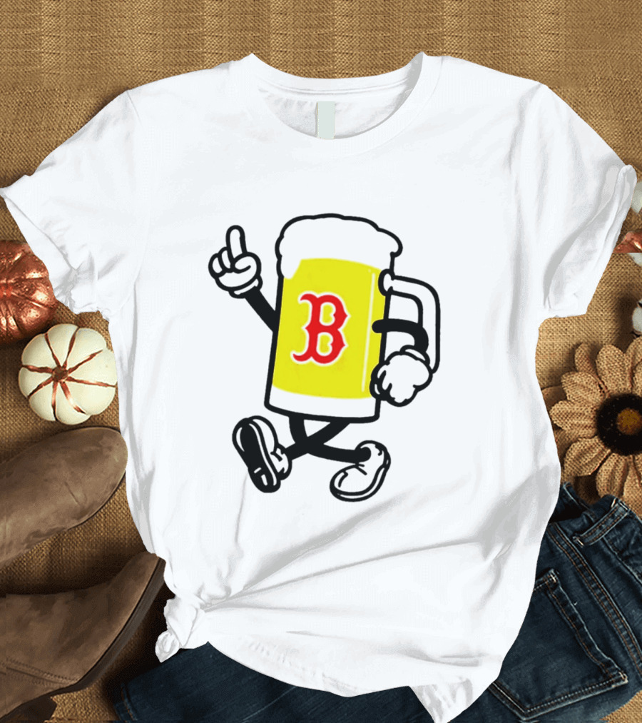 2026 Red Sox Beer With Walking Foam And Red B T-Shirt