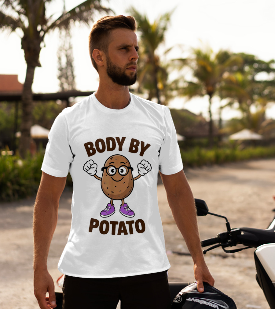 Body By Potato Cartoon Potato With Glasses And Sneakers T-Shirt