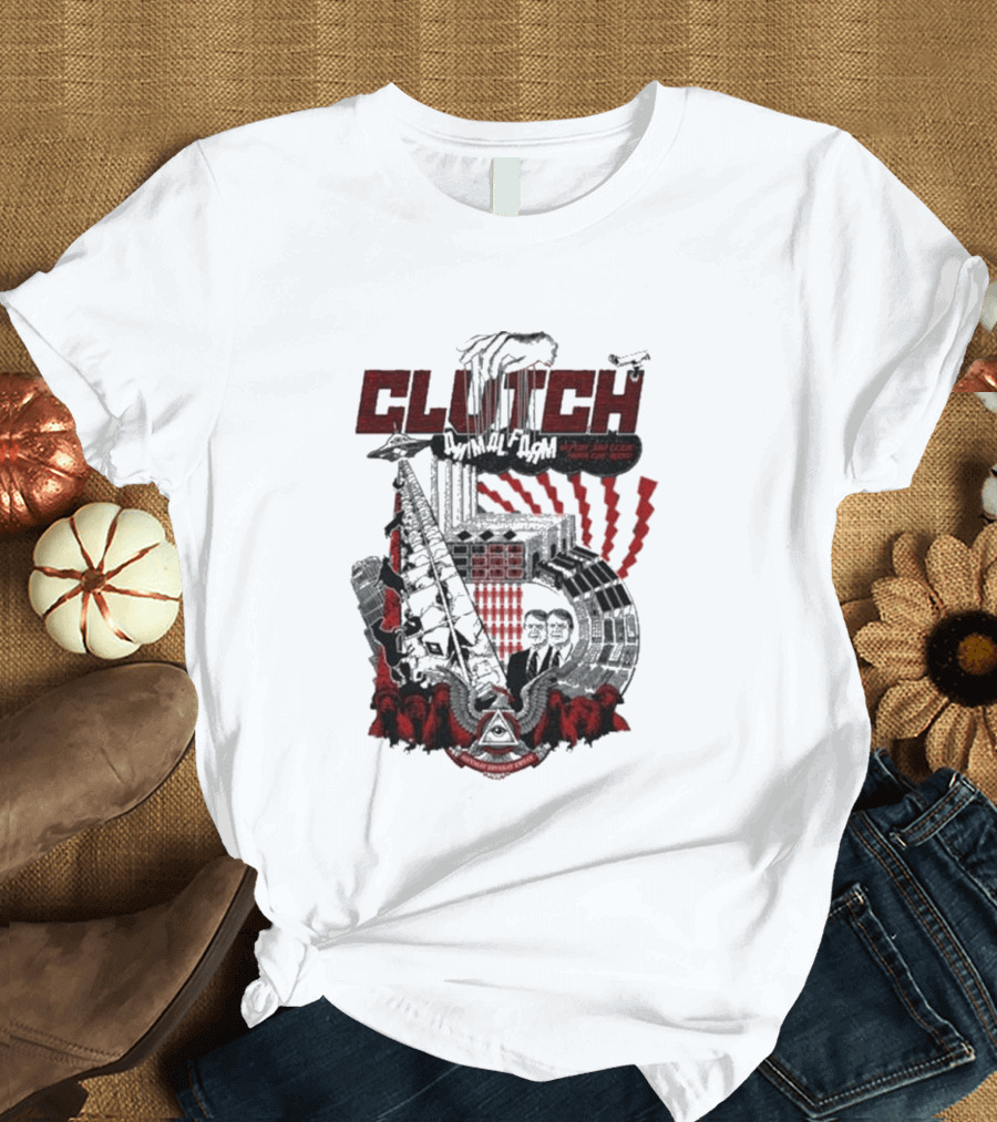 CLUTCH Animal Farm Orwellian Imagery With Windmill And Pig Revolution T-Shirt