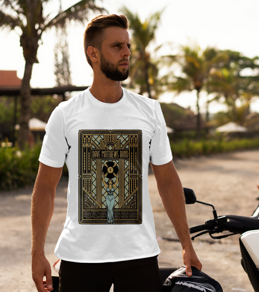 Dave Matthews Band 2026 Fall Tour Art Deco Concert Dates And Cities T-Shirt