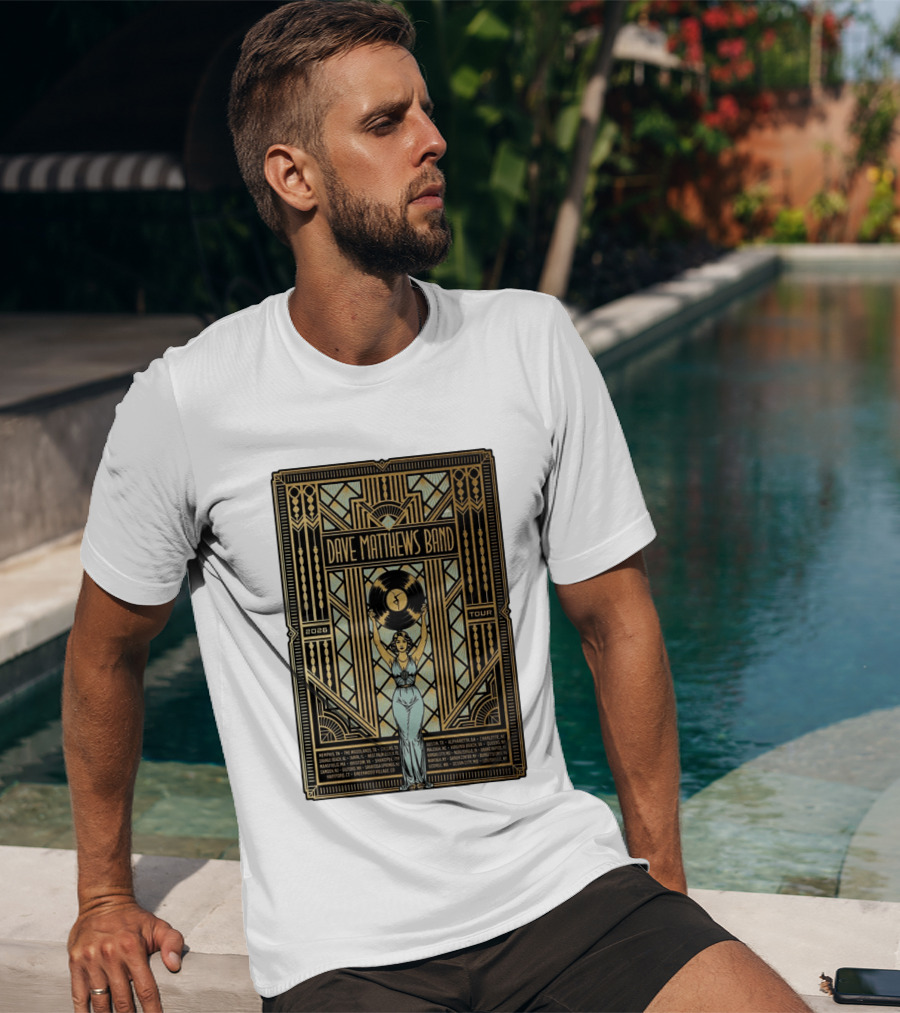 Dave Matthews Band 2026 Fall Tour Art Deco Concert Dates And Cities T-Shirt