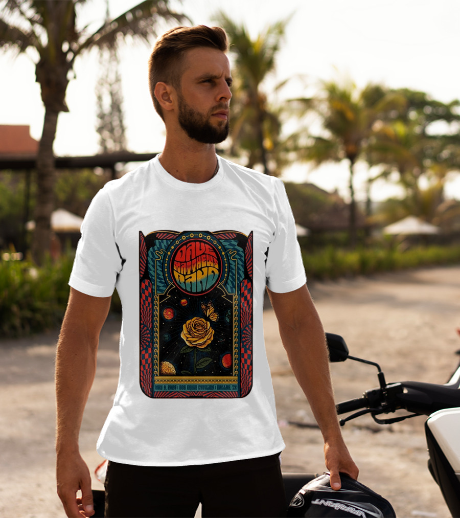 Dave Matthews Band May 9 2026 Dos Equis Pavilion Dallas TX Retro Psychedelic Butterfly Rose Planet T-Shirt