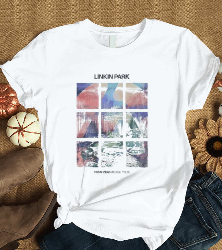 Linkin Park Fz World Tour Australia 2026 Colorful Abstract Squares T-Shirt
