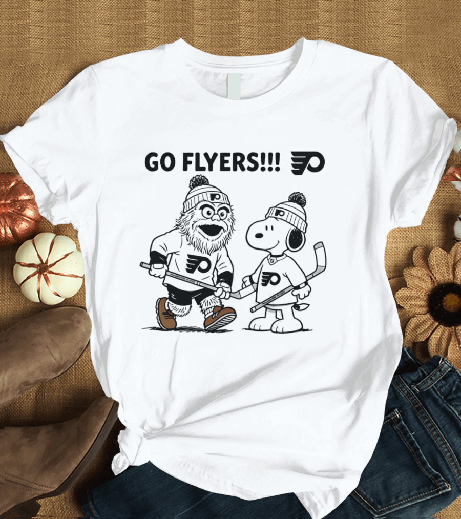 Go Flyers Snoopy And Gritty Philadelphia Flyers NHL Hockey Fans T-Shirt