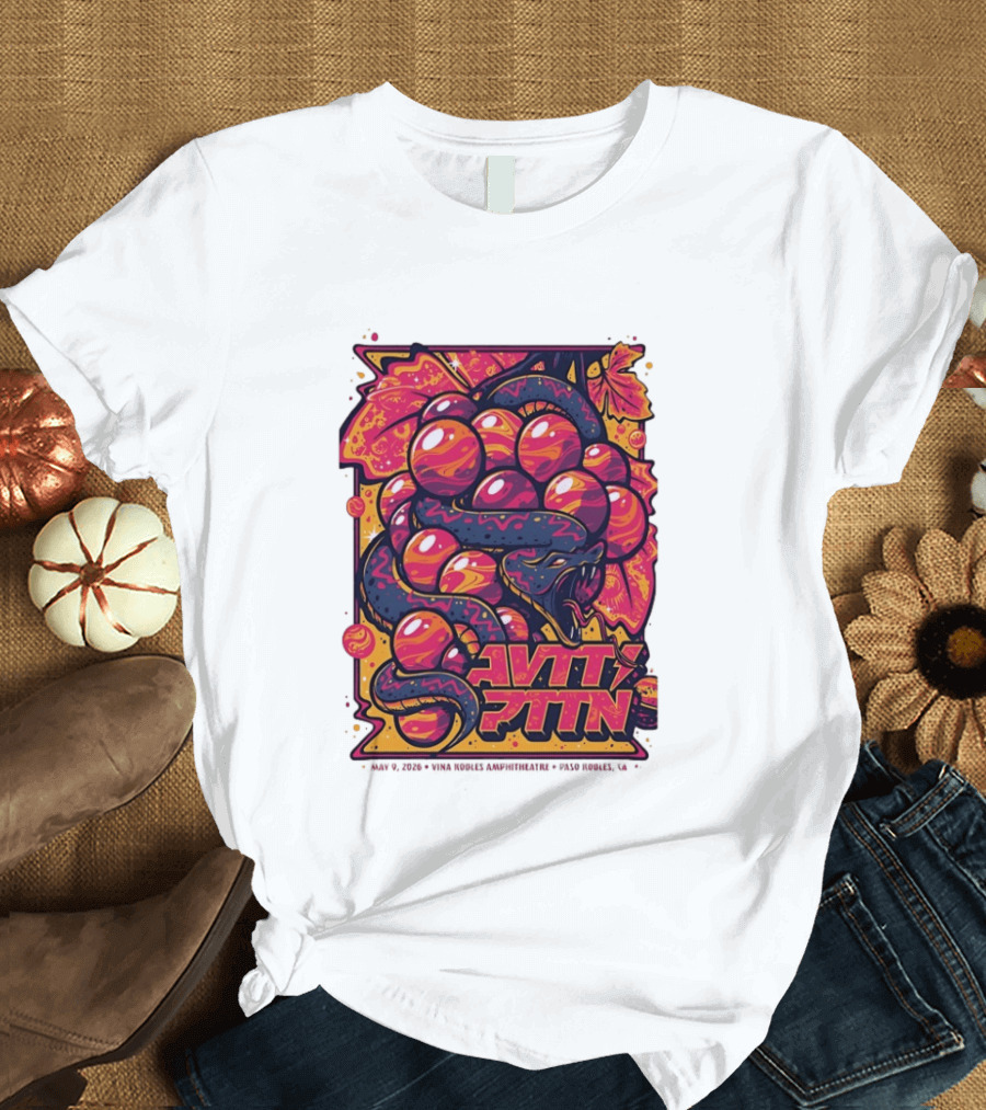 Avett Brothers Paso Robles CA 2026 May 9 Tour Snake Grapes T-Shirt