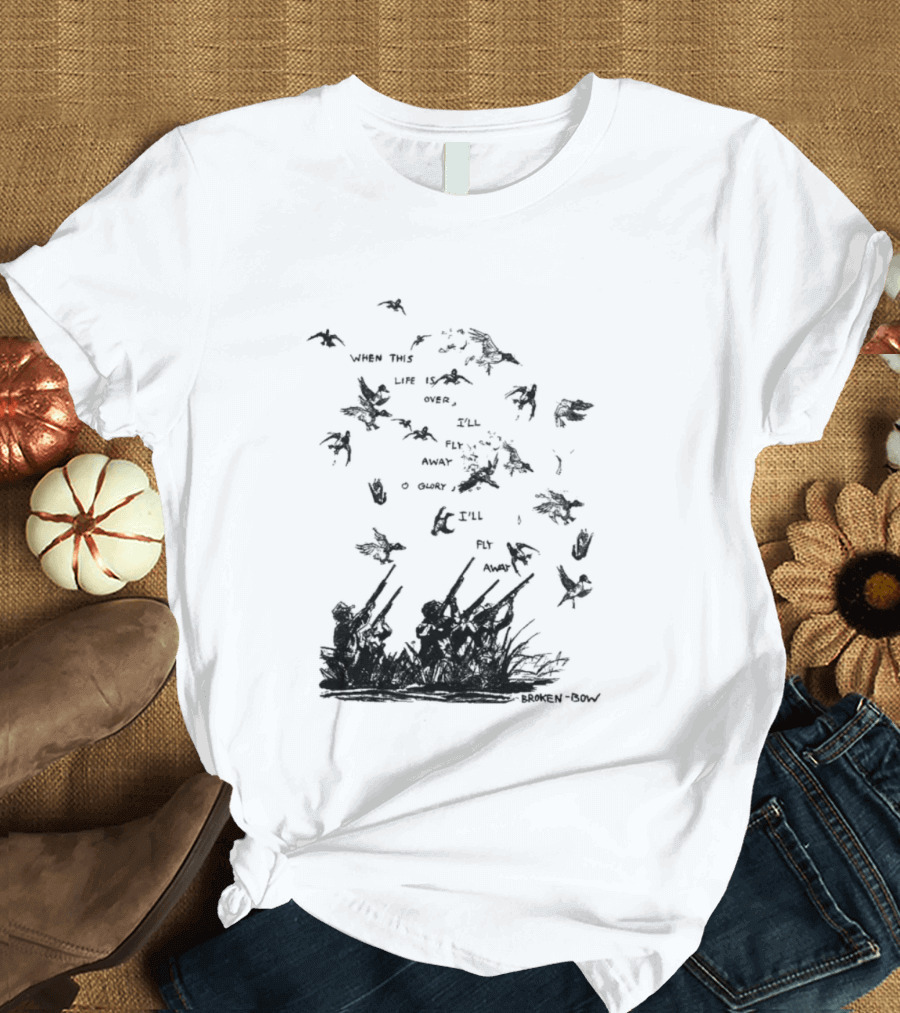 When This Life Is Over I'll Fly Away Glory Bird Silhouette Clouds T-Shirt
