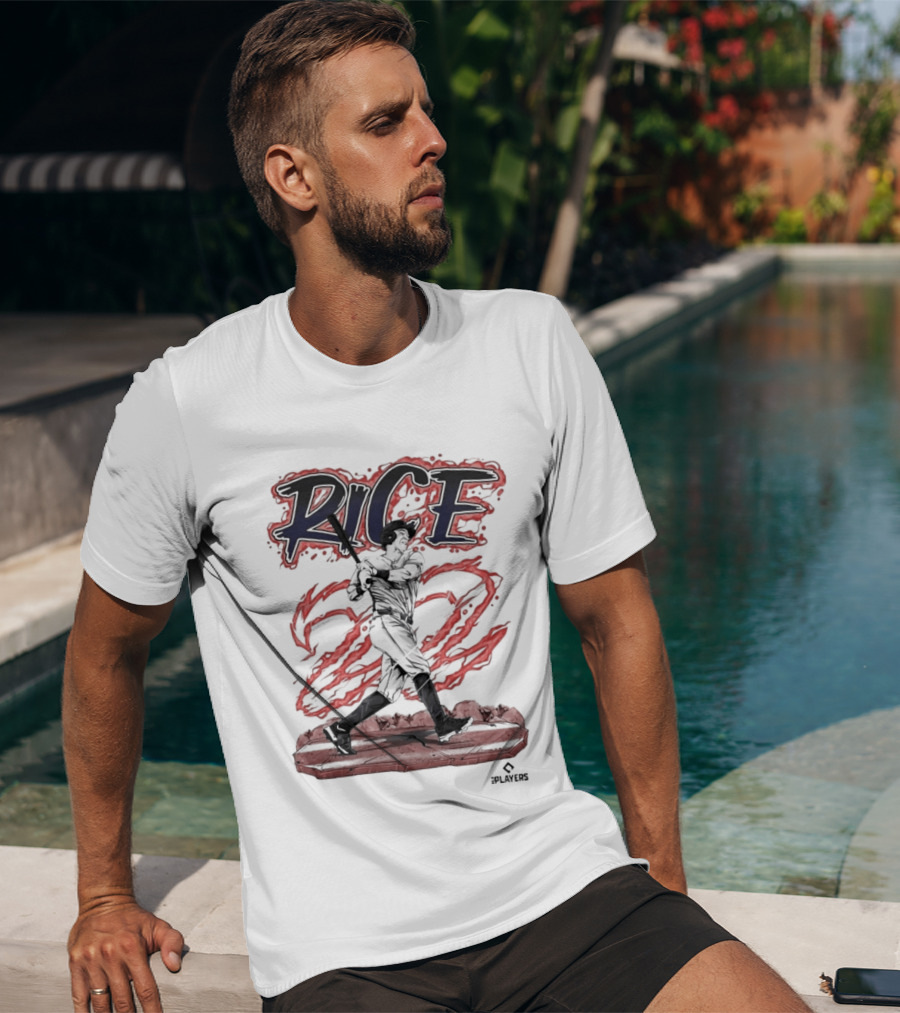 Rice 22 Power Swing Baseball Player Action T-Shirt