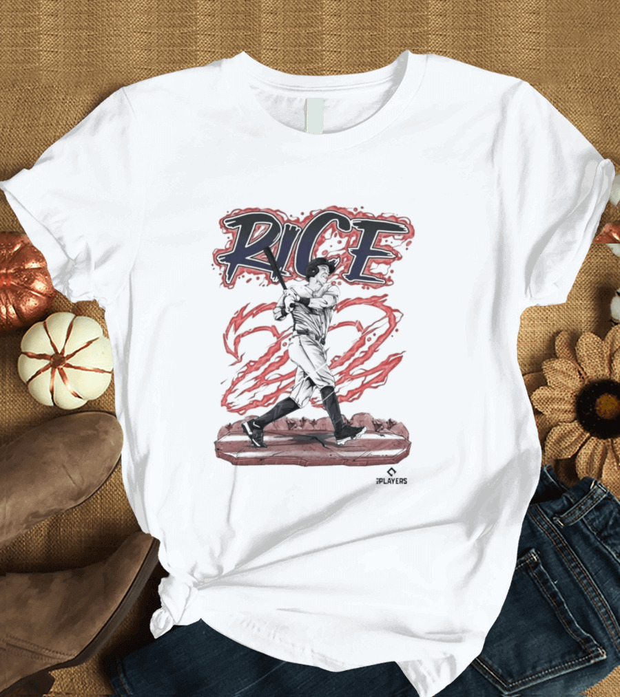 Rice 22 Power Swing Baseball Player Action T-Shirt