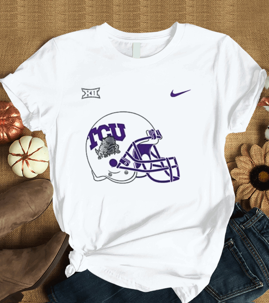 TCU Horned Frogs Football Helmet Nike Big 12 Conference T-Shirt