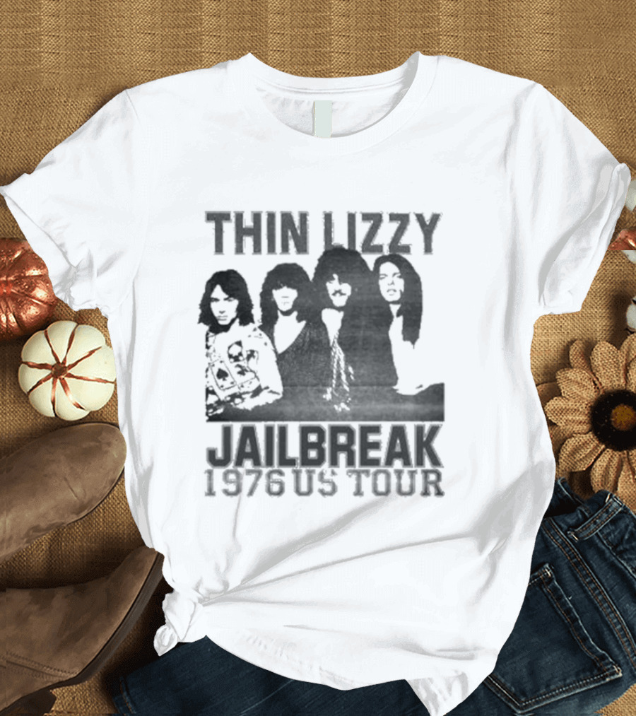 Thin Lizzy Jailbreak 1976 US Tour Classic Rock Band Merch T-Shirt