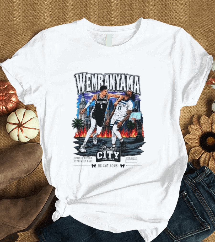 Wembanyama Spurs Center City 1995 2024 Basketball Matchup T-Shirt