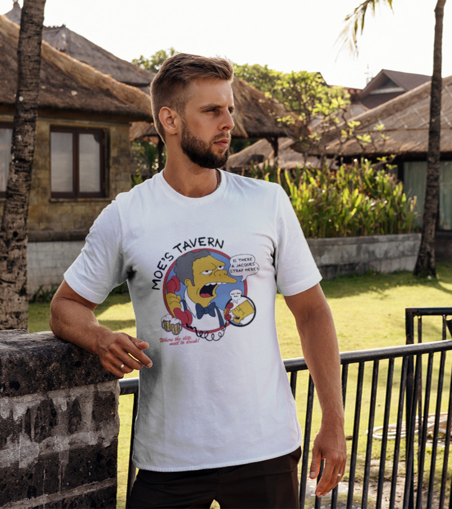 Moe's Tavern Is There A Jacques Strap Here Bart Prank Call T-Shirt