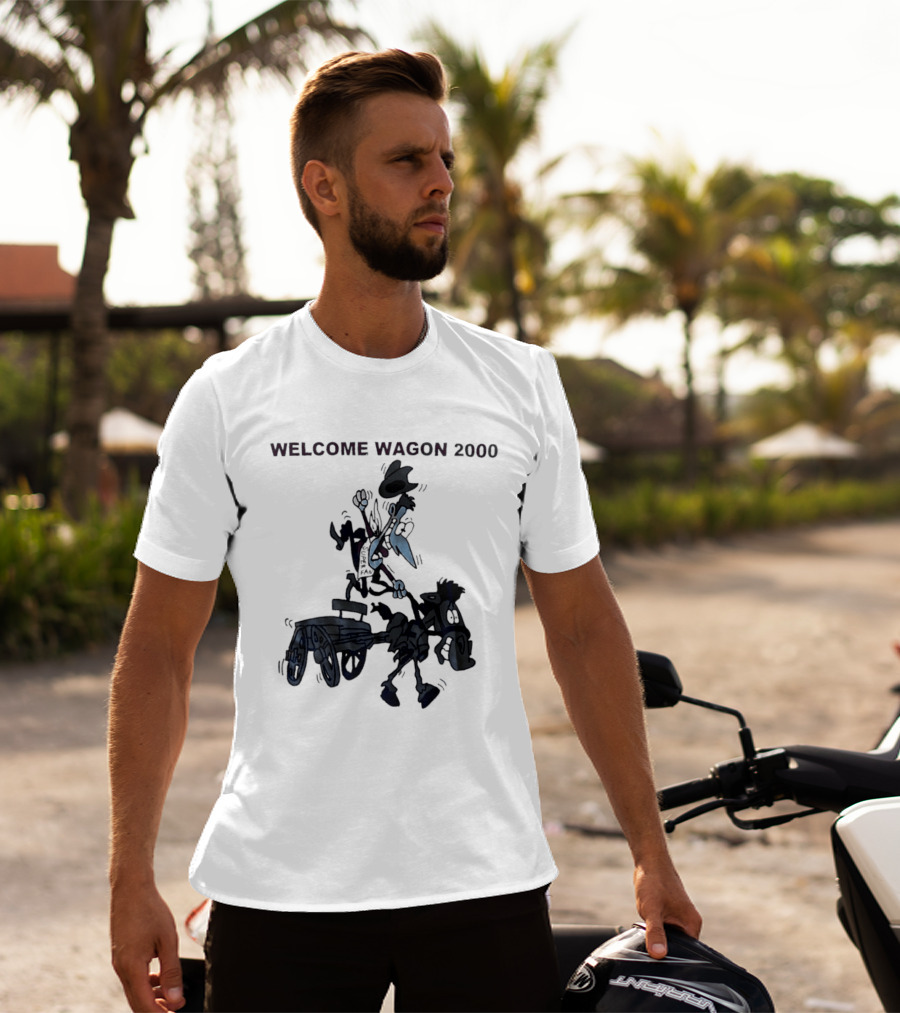 Welcome Wagon 2000 Cartoon Cowboy On A Horse T-Shirt