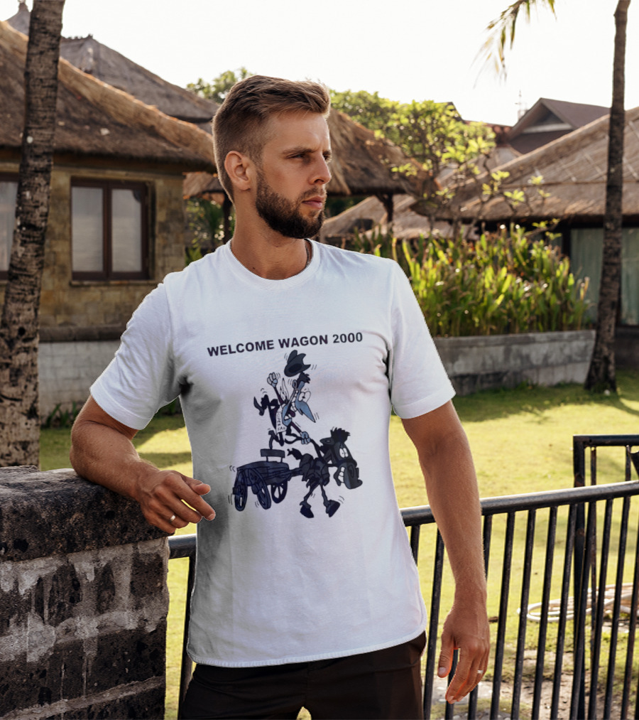 Welcome Wagon 2000 Cartoon Cowboy On A Horse T-Shirt