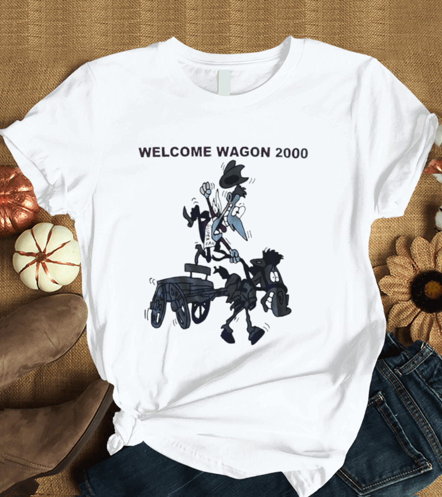 Welcome Wagon 2000 Cartoon Cowboy On A Horse T-Shirt