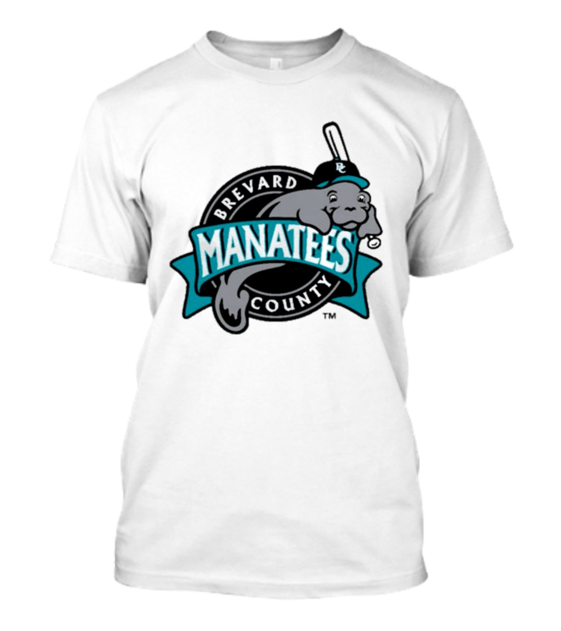 Brevard County Manatees Baseball Team Cap Mascot With Bat And Ball T-Shirt