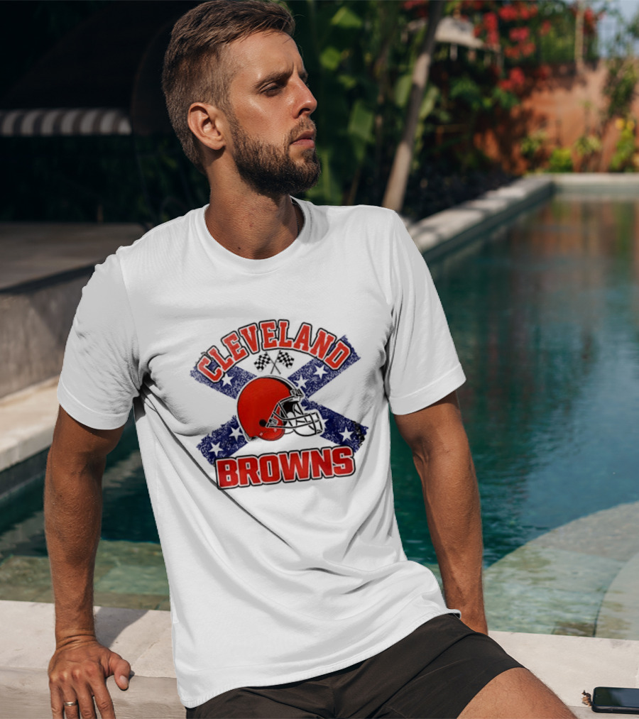 Cleveland Browns Helmet Dukes Of Hazzard Flag T-Shirt