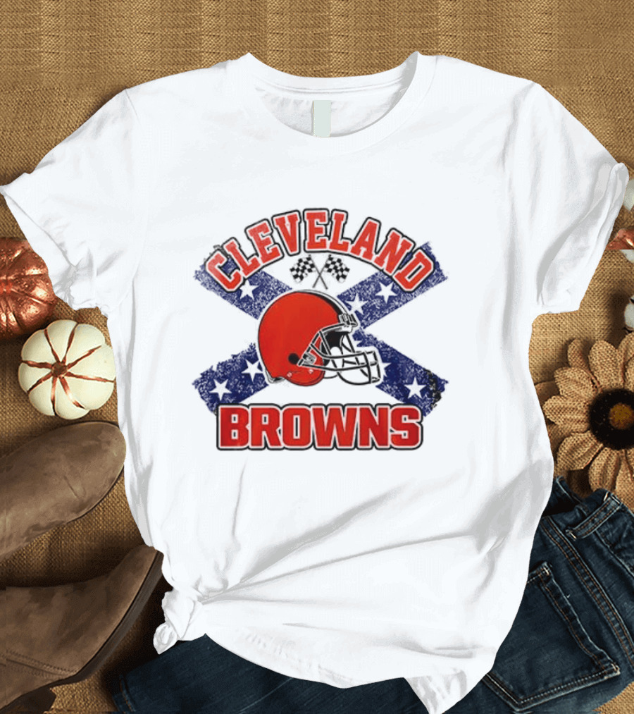 Cleveland Browns Helmet Dukes Of Hazzard Flag T-Shirt