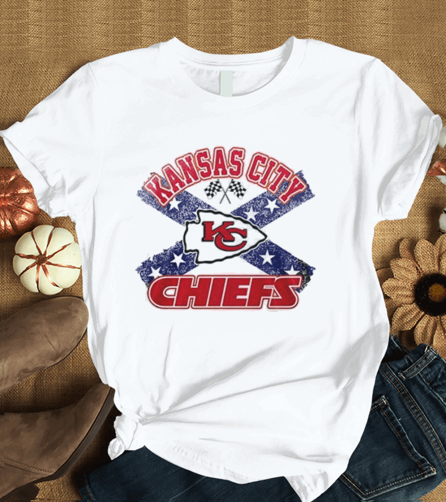 Kansas City Chiefs KC Red Logo Stars And Bars Caricature T-Shirt