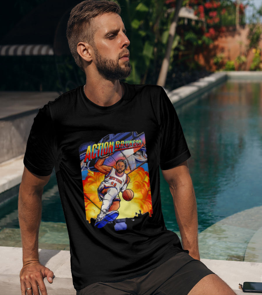 Action Brunson New York Knicks Basketball Comic Explosive Dynamic T-Shirt