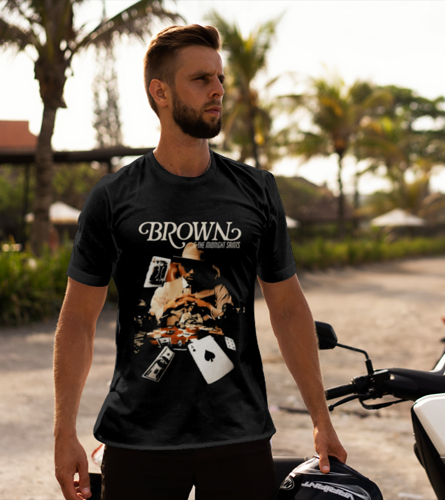 BROWN The Midnight Saints Playing Cards And Chips Explosion T-Shirt