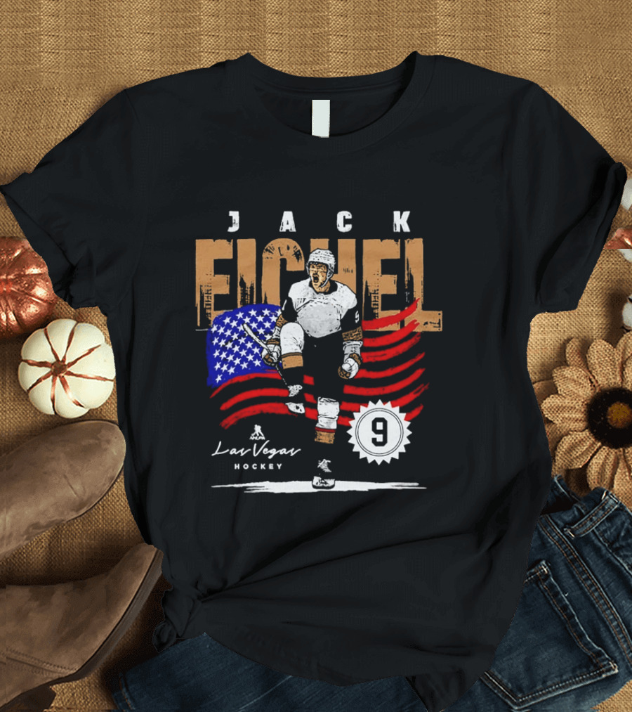 Jack Eichel American Flag Las Vegas Hockey 9 T-Shirt