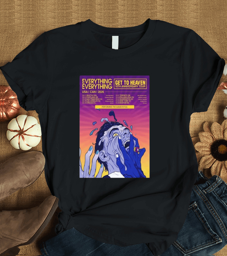 Everything Everything Get To Heaven 10th Anniversary Tour 2026 USA Canada Dates T-Shirt