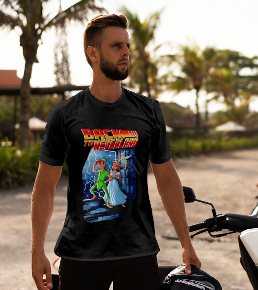 Back To Neverland Peter Pan Wendy Tinkerbell Mashup Back To The Future T-Shirt