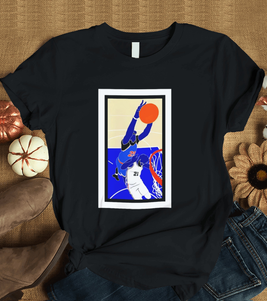 Mitchell Robinson Slam Dunk Over Joel Embiid New York Knicks T-Shirt