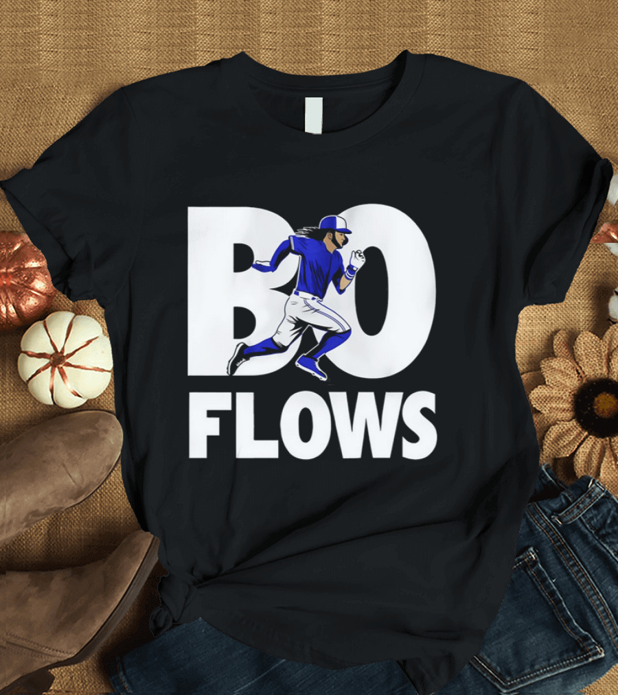 Bo Flows Running Baseball Player In Blue Uniform T-Shirt