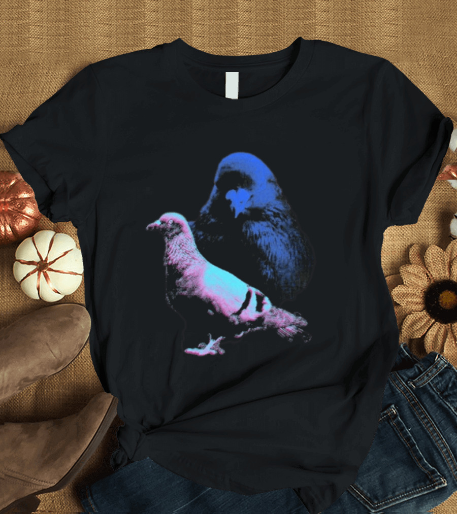 It's Just A Pigeon Neon Duo Bold Colors Contrast T-Shirt