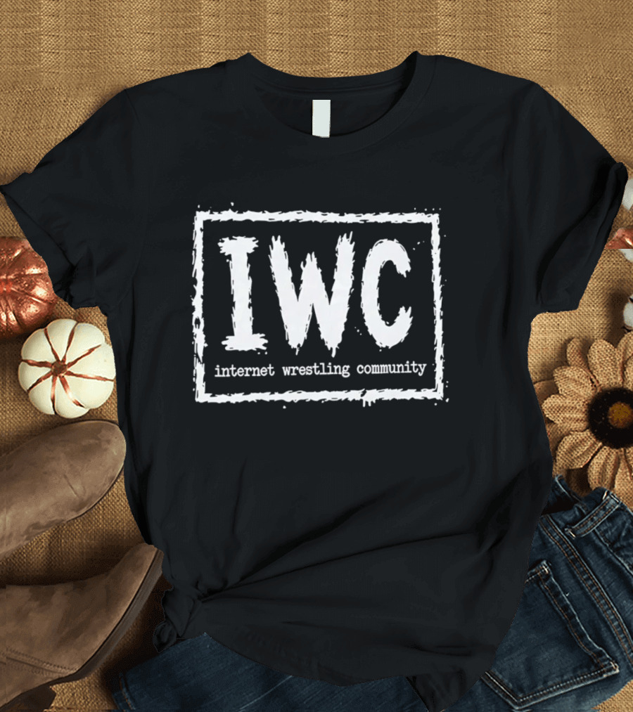 IWC Internet Wrestling Community Textured White Typographic Block T-Shirt