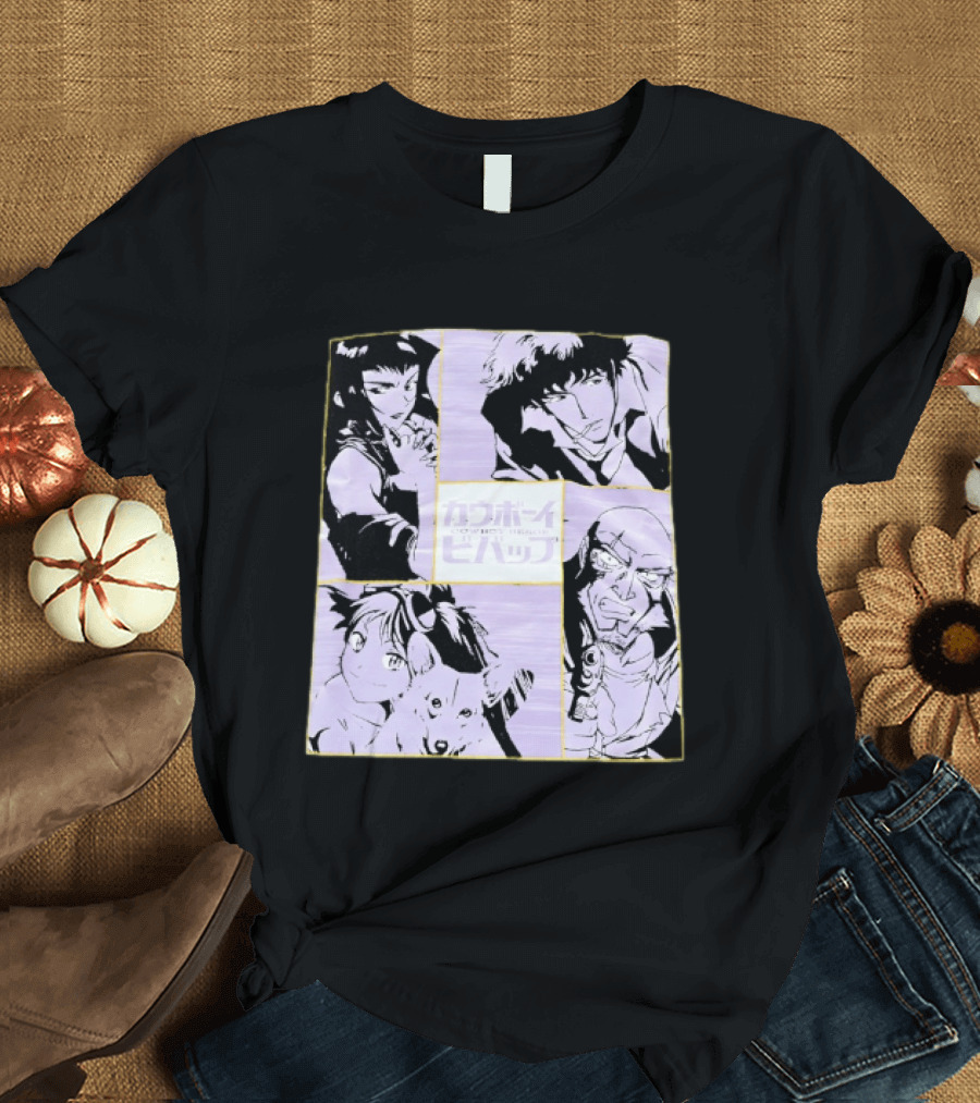 Cowboy Bebop Anime Characters Collage Faye Spike Ein Jet T-Shirt