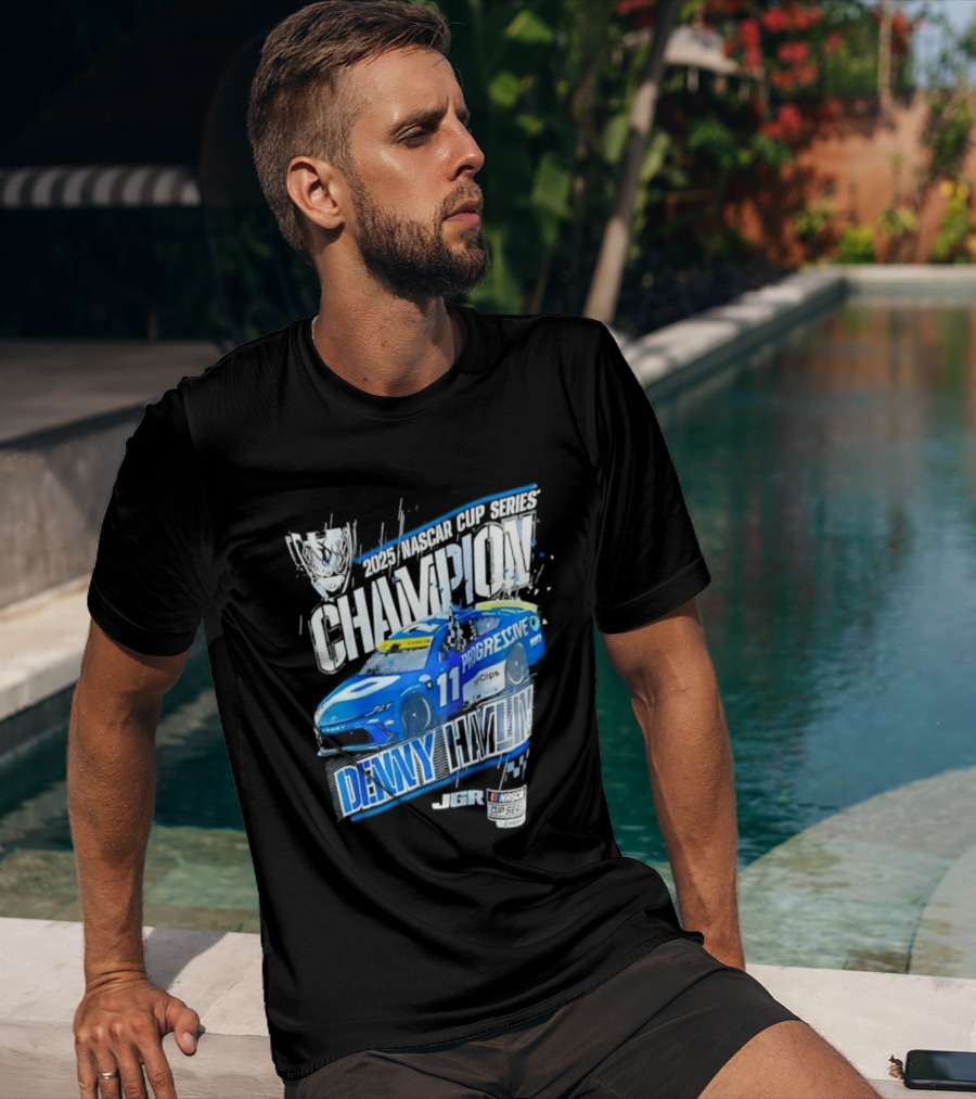Denny Hamlin 2025 NASCAR Cup Series Champion Progressive Car 11 Joe Gibbs Racing T-Shirt