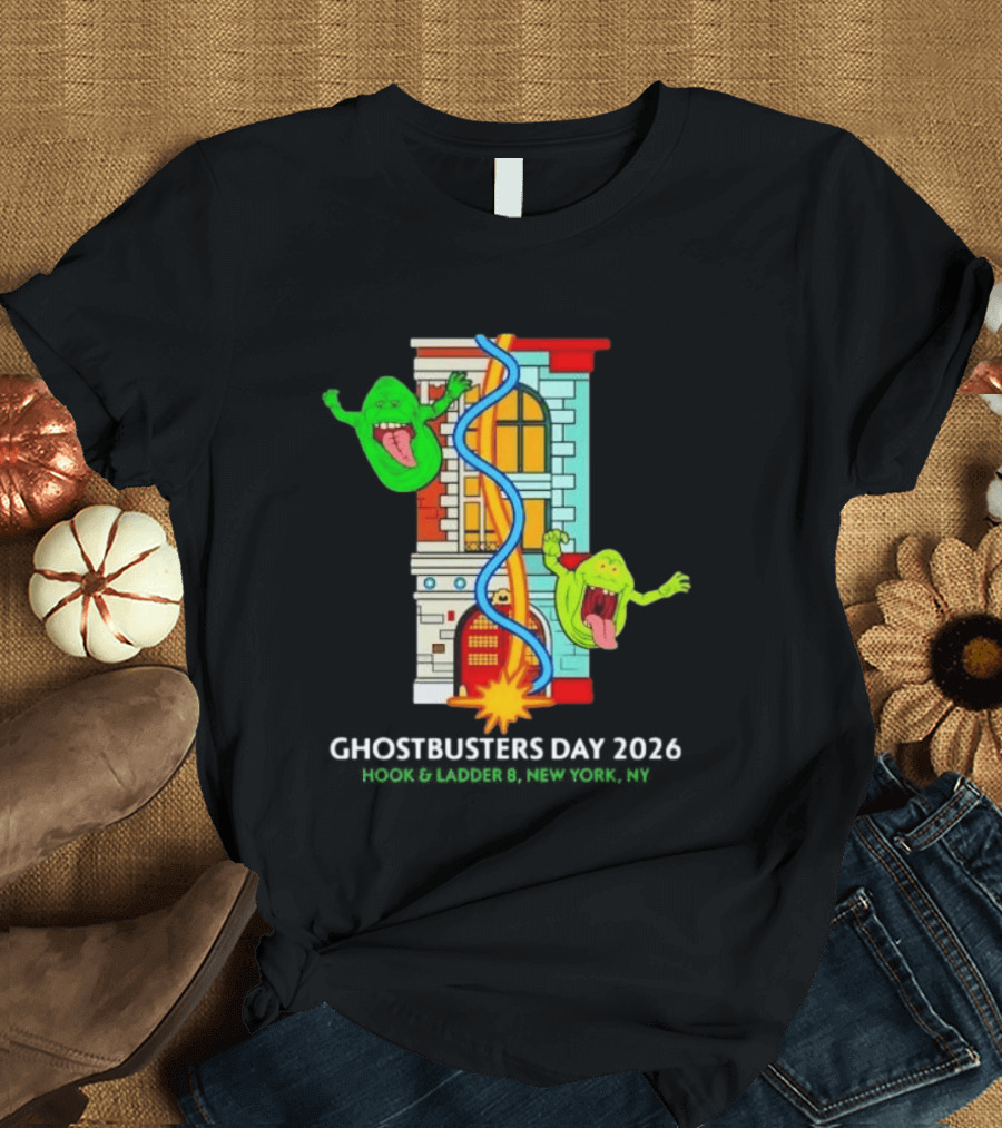 Ghostbusters Day 2026 Hook & Ladder 8 Firehouse Slimer Double Feature T-Shirt
