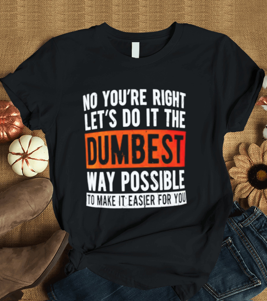 No You're Right Let's Do It The Dumbest Way Possible To Make It Easier For You T-Shirt