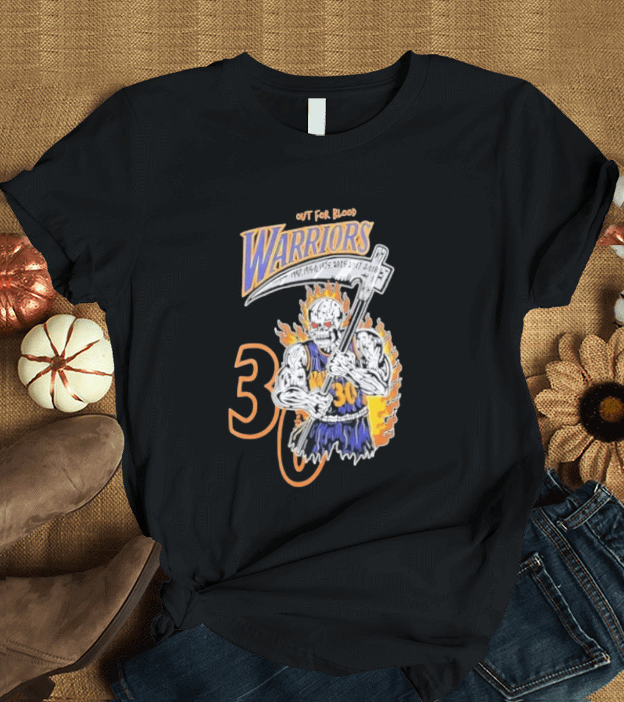 Stephen Curry 30 Golden State Warriors Out For Blood Warren Lotas Iconic Skull T-Shirt