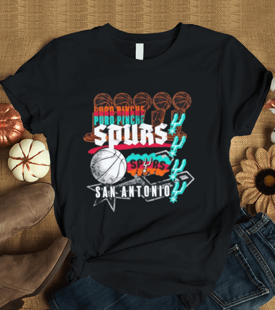 San Antonio Spurs Puro Pinche Basketball Trophy Icons And 90s T-Shirt
