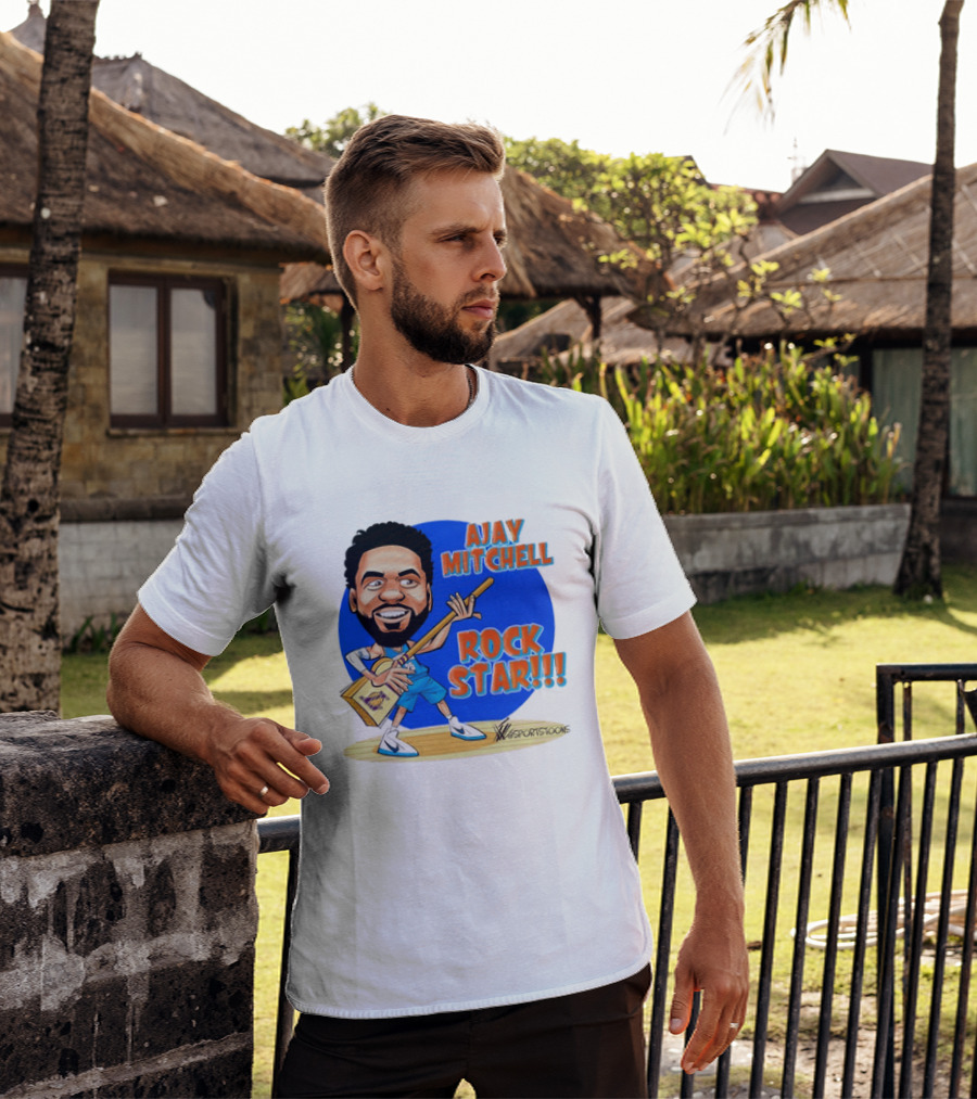 Ajay Mitchell Oklahoma City Thunder Rock Star Basketball Caricature T-Shirt